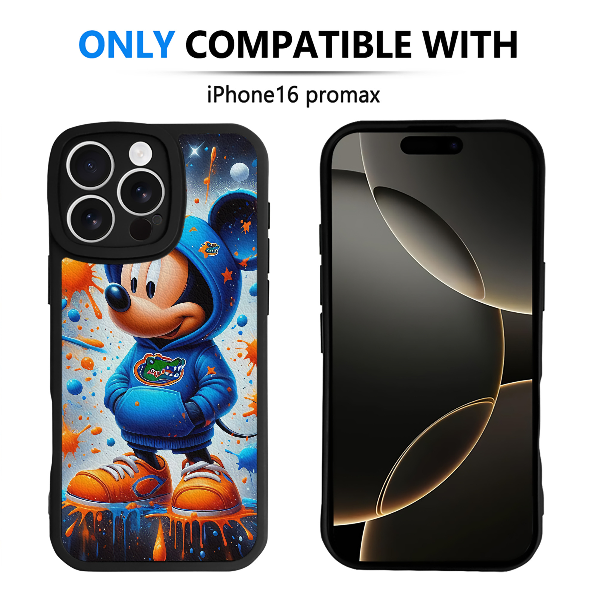 （画像用） ミッキーマウス Mickey Mouse 【iPhone 16シリーズ対応】シリコンスマホケース（レザー調） 材質：シリコン